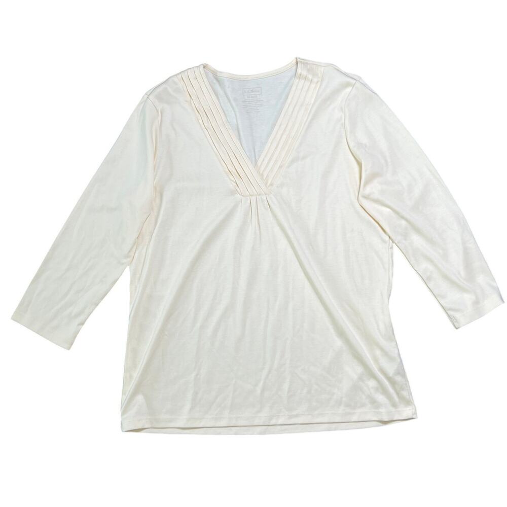 L.L. Bean Pima cotton Cream Long Sleeve Top